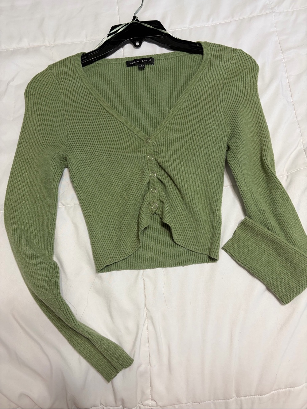 Kendall & Kylie Ribbed Crop Top in Light Green